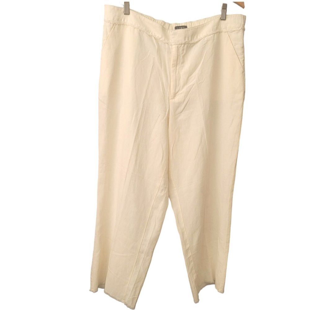 Ann Taylor Loft Linen Blend Wide Leg Curvy Pants Beige Sz L